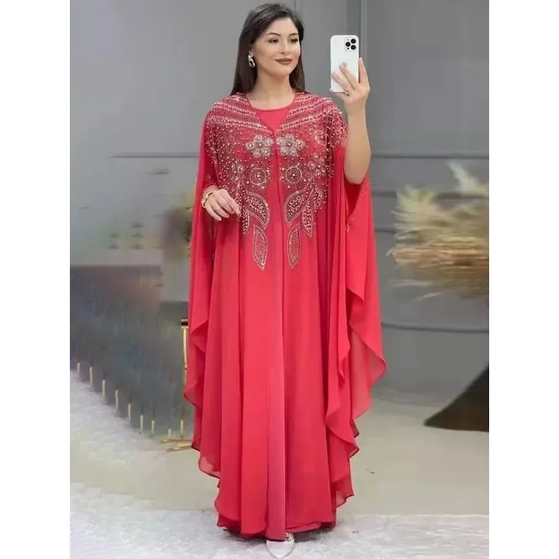 

Abayas For Women Dubai Luxury 2025 Chiffon Boubou Muslim Fashion Dress Caftan Marocain Wedding Party Occasions Djellaba Femme