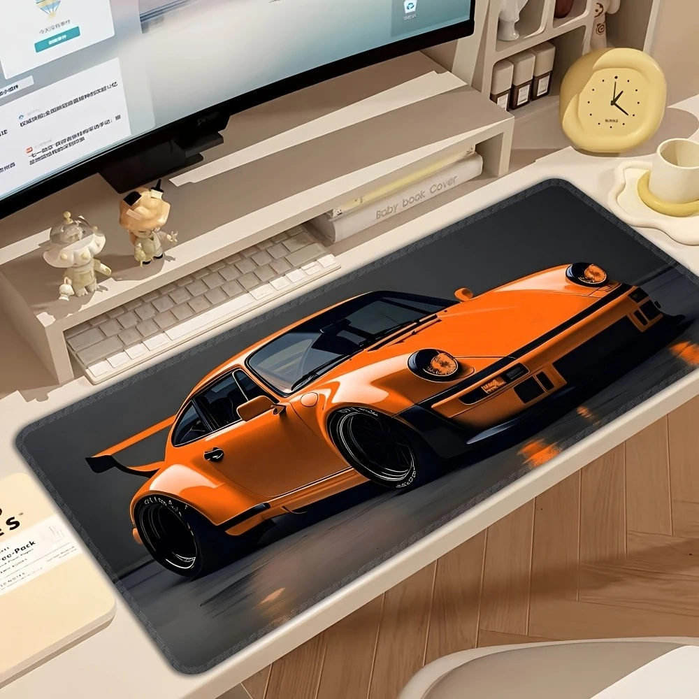 

Высококачественный оранжевый спортивный автомобильный коврик для мыши, большой резиновый противоскользящий настольный аксессуар, коврик для мыши для офисов и геймеров, декоративный коврик для клавиатуры