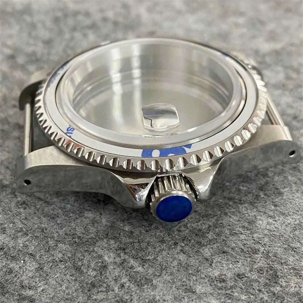 

39.5mm Unidirectional Rotation Retro Steel Case 120click Toothed Ring Magnifier Sapphire Glass Sub /GMT Bezel For NH35 Movement