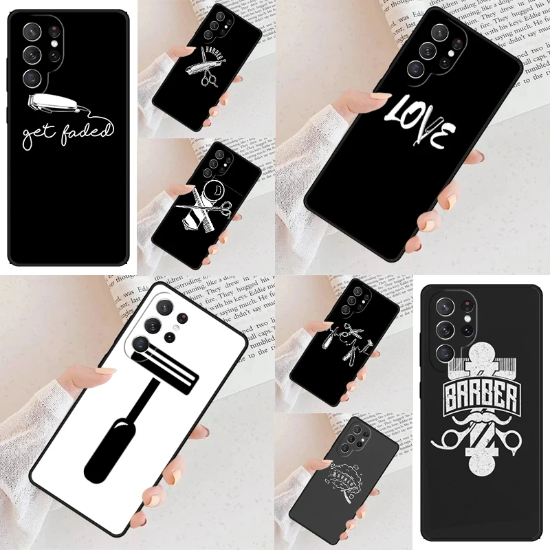 Barber Pole Scissor Phone Case For Samsung Galaxy S24 S23 S22 S21 Ultra S10 Note 10 Pro S20 Plus FE S9 S8 Cover