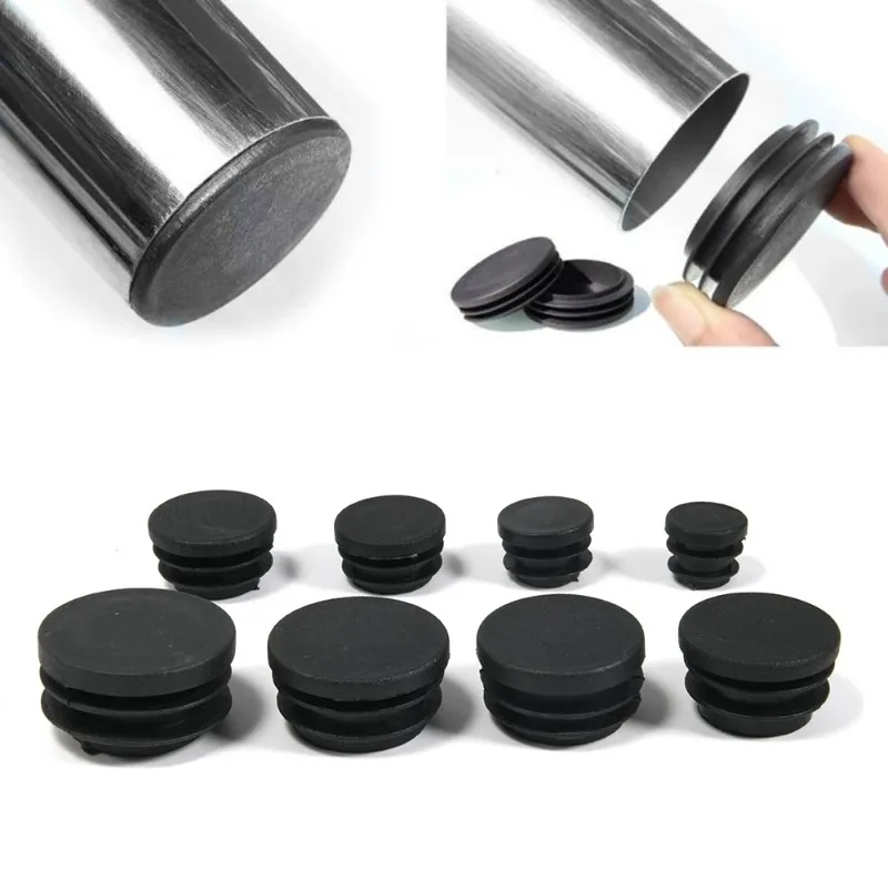 4pcs Round Steel Pipe Plastic Hole Plug Insert End Cap Furniture Chair Leg Cover Metal Tubing Alloy Ladder Glide Protection