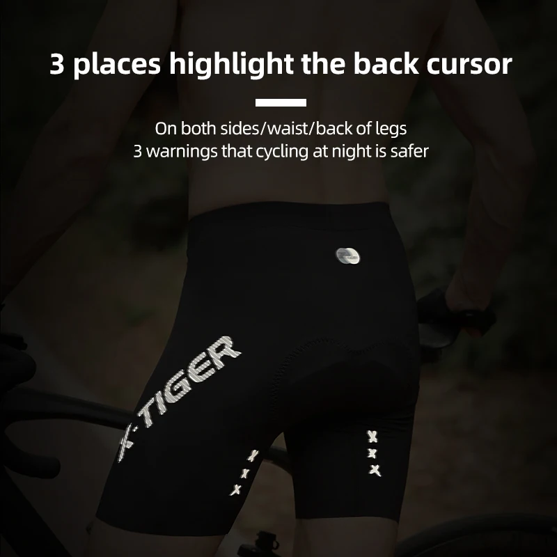 X-TIGER Cycling Shorts Comfortable Breathable Black Bummer Cycling Shorts Nylon Quick Drying Bike Tights Sports Pants 2024