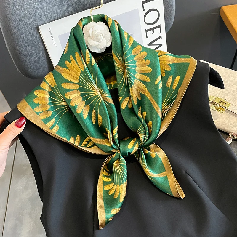 2024 Spring Summer New Square Silk Scarf Women 70*70cm Outdoor Hair Decorate Small Headscarf Soft Luxuy Silky Scarf Lady Hijab