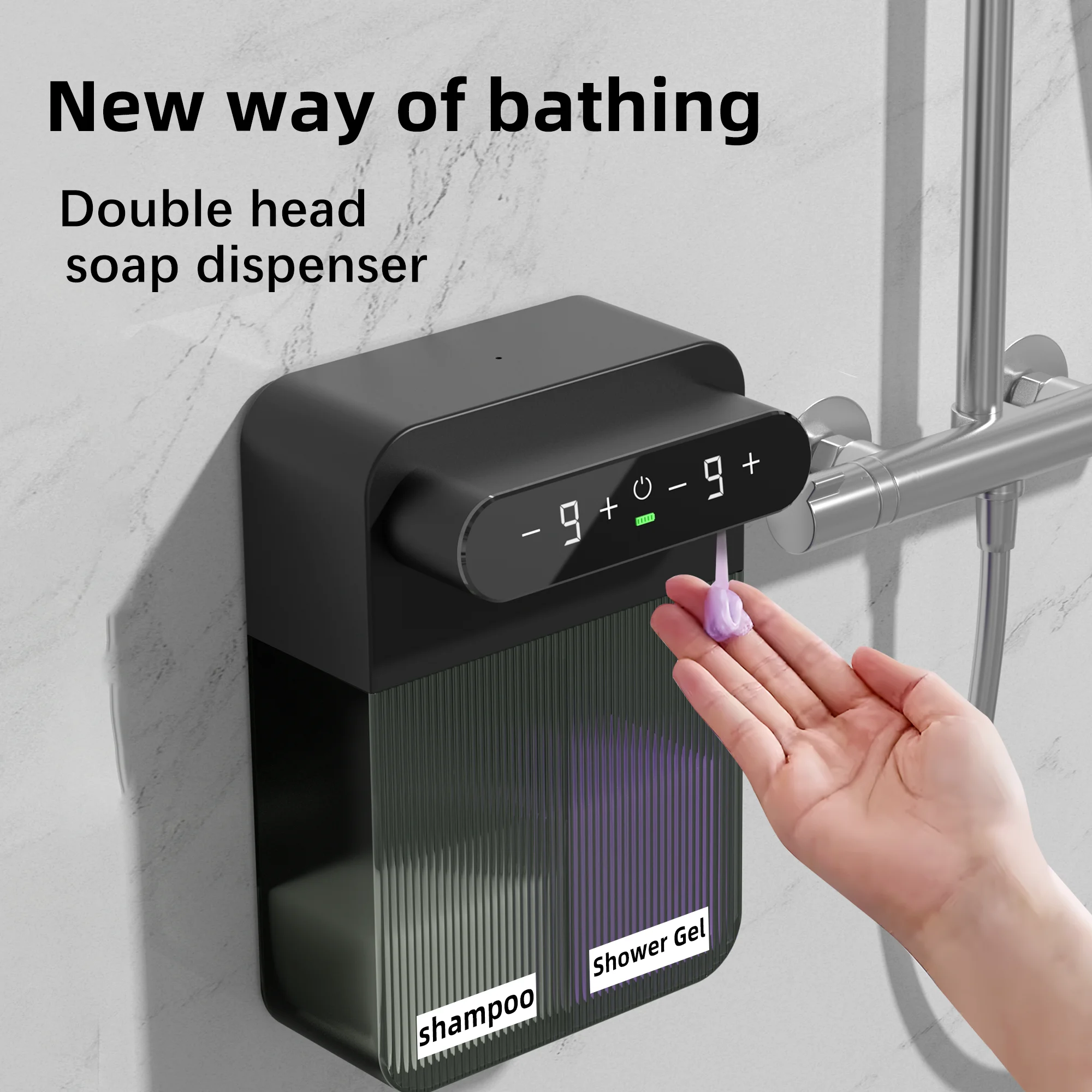 HOMEFISH 400ml+400ml USB-Aufladbarer Berührungsloser Doppelseifenspender, Wandmontiert für Küche & Bad – Detail 12