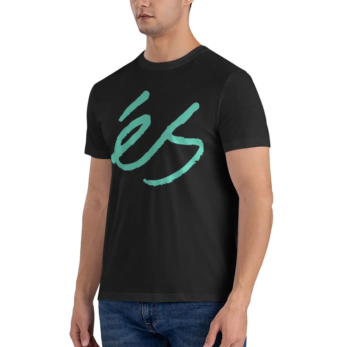 Camiseta de skate ES para homens e mulheres, manga curta, skatista grande, roupas de rua, hip hop, tops com gola O, moda criativa