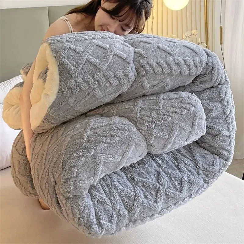 New Super Thick Winter Warm Blanket for Bed Artificial Lamb Cashmere Weighted Blankets Soft Comfortable Warmth Quilt Comforter