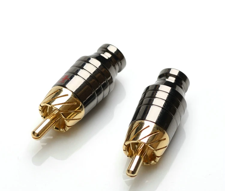 Small hole Lotus terminal connector rca head car audio and video interface 24k gold small tail hole