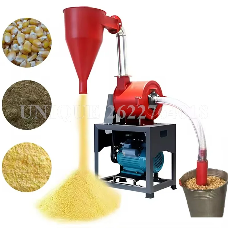 Self-Priming Rice Grain Flour Mill Maize Corn Wheat Flour Mill Machine Roller Milling Spices Dry Food Pulverizer Grain Rice Mill