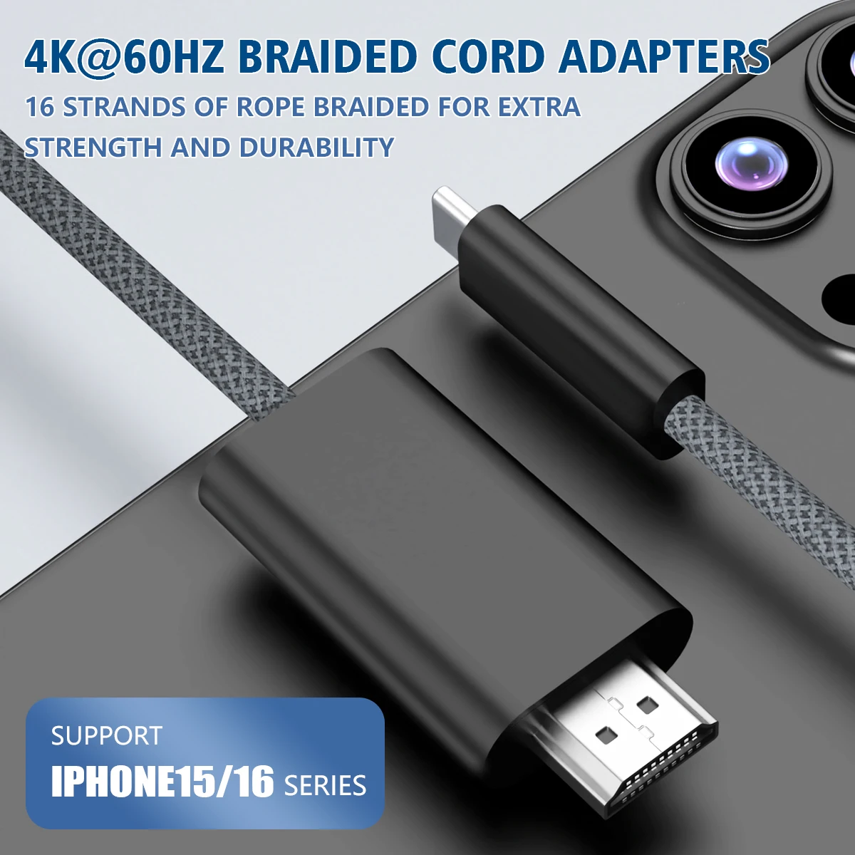 5.9FT USB-C to HDMI Cable 4K@60Hz Type C to HDMI Cold Adapter HDTV for PC MacBook Pro HUAWEI iphone 16/15 ,Mac Pro, Switch/OLED