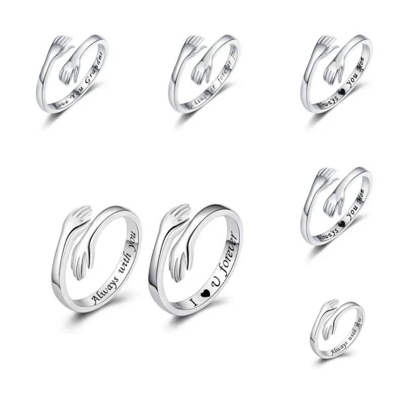 Romantischer Herz-Handumarmungsring für Damen und Herren, „I Love You Forever“, Paar, verstellbarer Fingerring, Hochzeit, Party, Dating, Schmuck, Geschenke