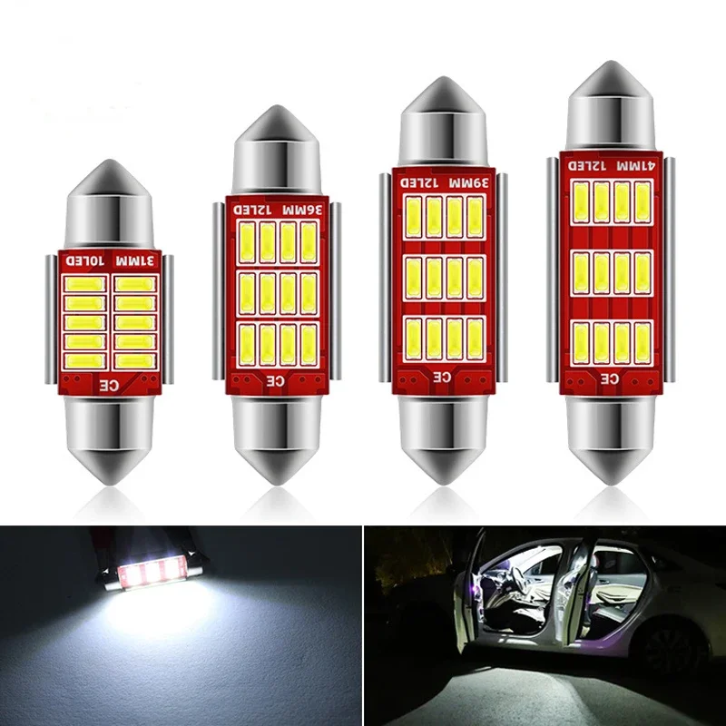 

2/10PCS C10W C5W LED Canbus Festoon 31mm 36mm 39mm 42mm for car Bulb Interior Reading Light License Plate Lamp White Free Error