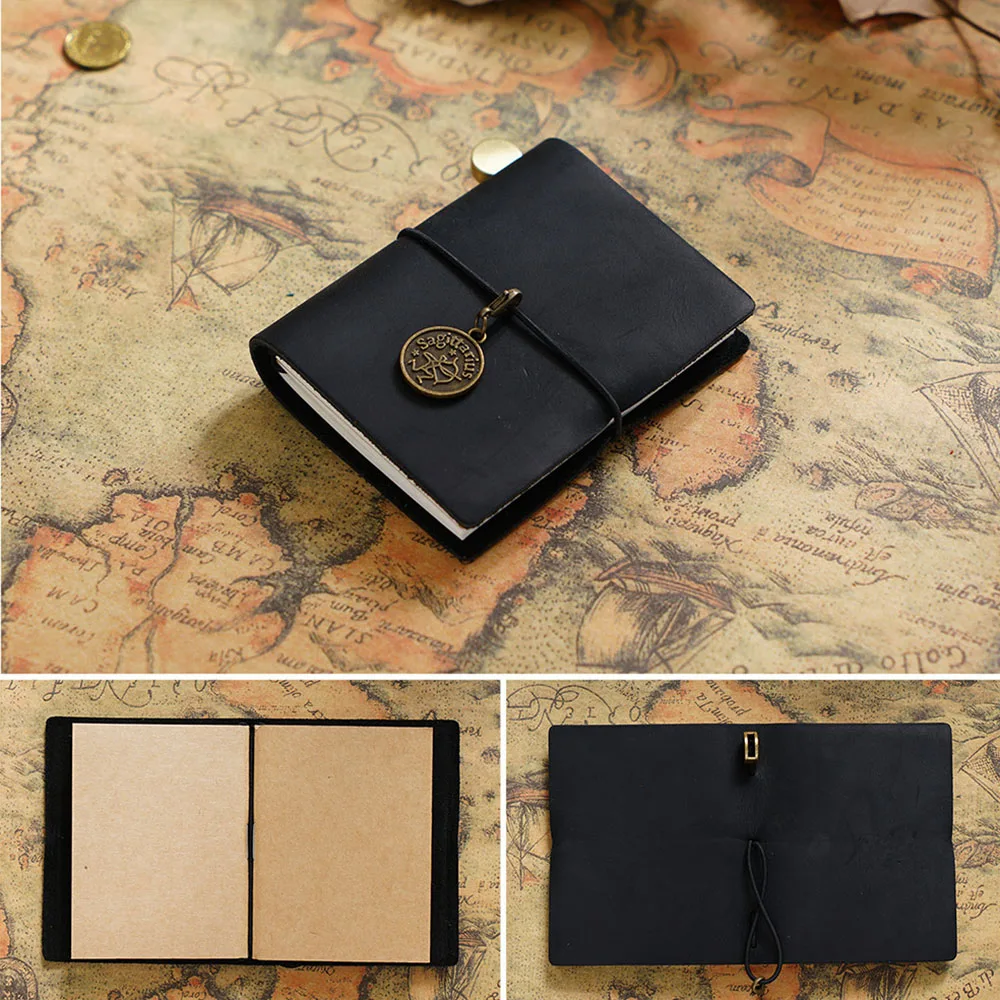 Mini Leather Notebook Portable Hand Account Notepad Replaceable Loose-leaf Diary Book Journaling Notebook Stationery Gifts