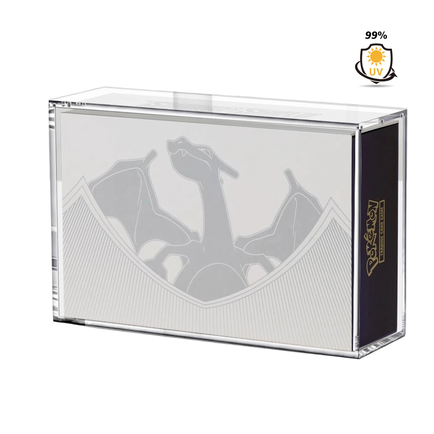 Estuche Transparente Acrílico Moderno con Protección UV del 99.6% para Tarjetas TCG Charizard Ultra Premium Collection, Caja Acrílica para Almacenamiento de Tarjetas UPC