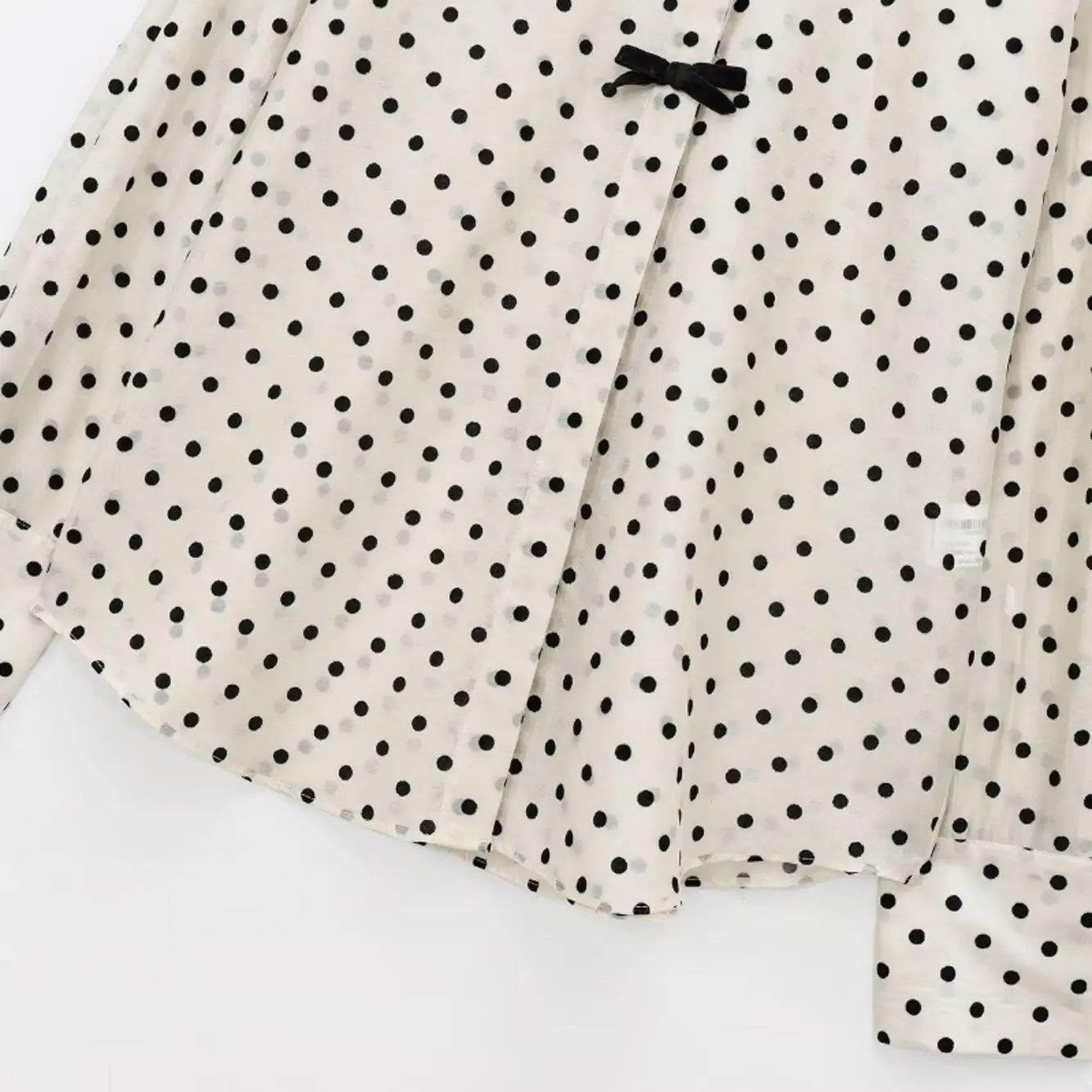 Faionable Polka Dot irt with  Knot Design Women's Clothing JNLEAOG New Sle Polyester Fiber Long Sve irt