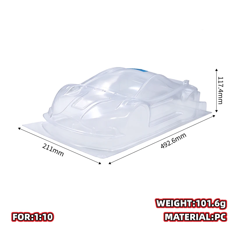 ZooRacing Wolverine ZR‑0011 1/10 Touring Car Body, 190mm Clear Polycarbonate Unpainted RC On‑Road Car Shell Replacement Parts