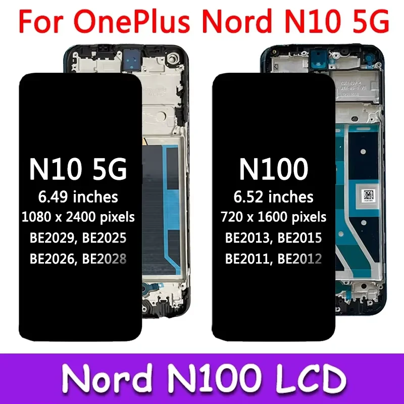 100% Tested For OnePlus Nord N10 5G BE2029 LCD Display Screen Touch Panel Digitizer Replacement For Oneplus Nord N100 BE2013 LCD