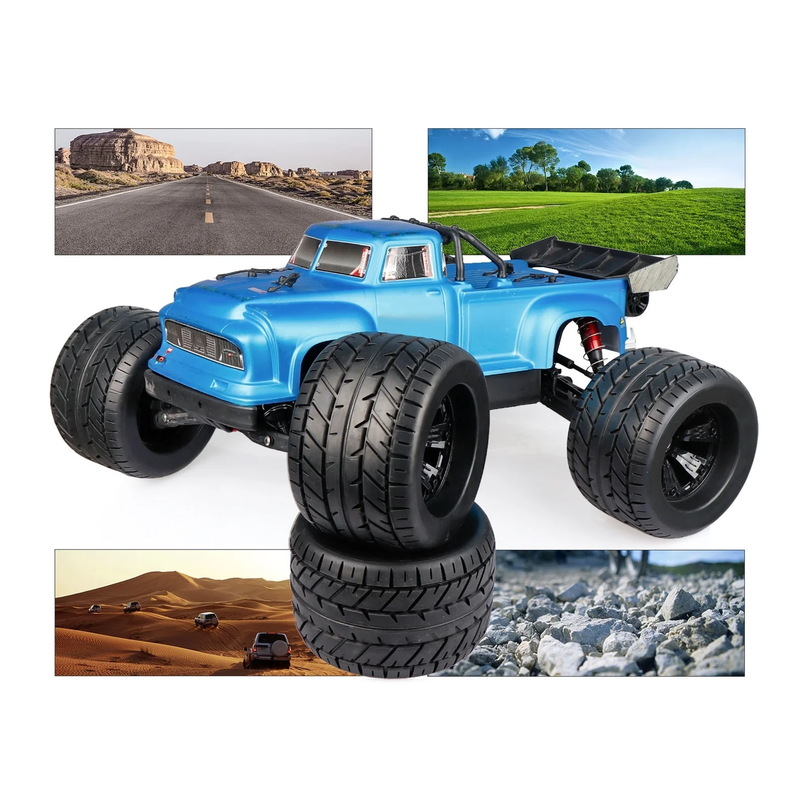 Acekeeps17mm Hex 1/8 Monster Truck Tires and Wheels 6-Spoke Rims Pre-Glued with Socket Wrench for TraxxasMaxx E-Revo ArrmaKraton