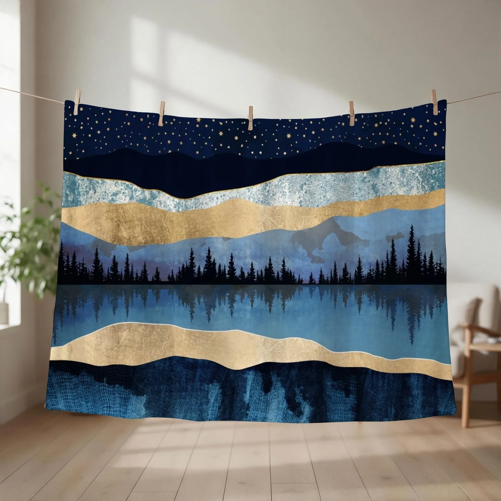 Midnight Lake Throw Blanket couch cozy soft plush fuzzy picnic outdoor blanket