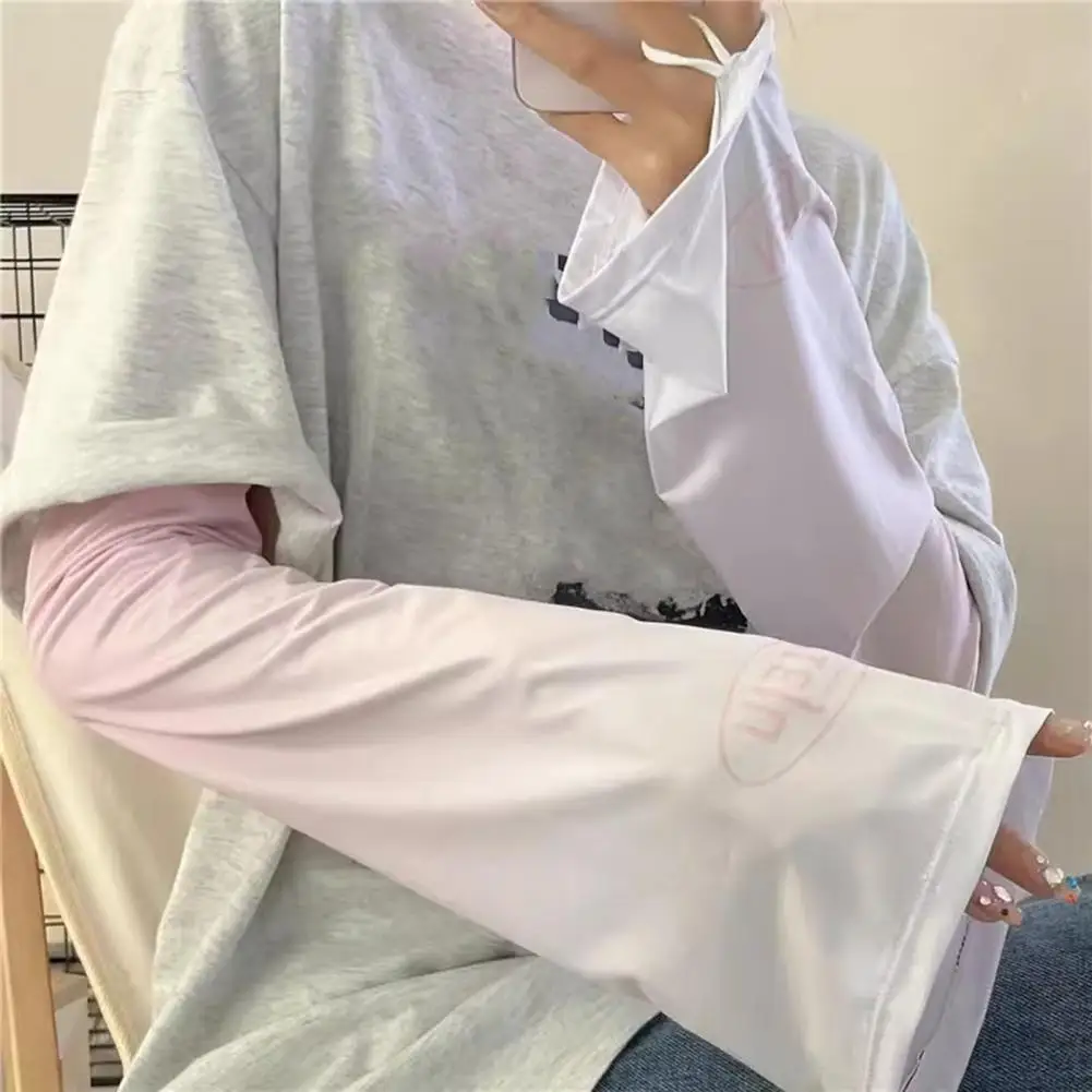 Manchons de bras de Protection solaire UV pour femmes, 40cm, en soie glacée rafraîchissante, couverture de bras de Protection solaire pour le cyclisme en plein air, la course à pied et la randonnée