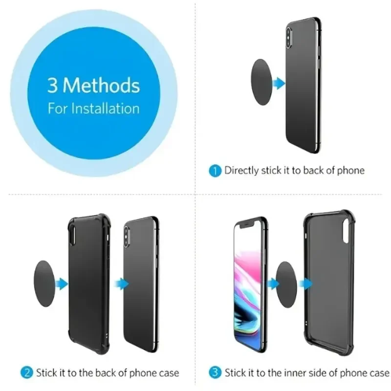 5 Pcs Magnetic Metal Plate For Magnetic Car Phone Holder Universal Iron Sheet Sticker Stand Mobile Phone Magnet Holder Mount