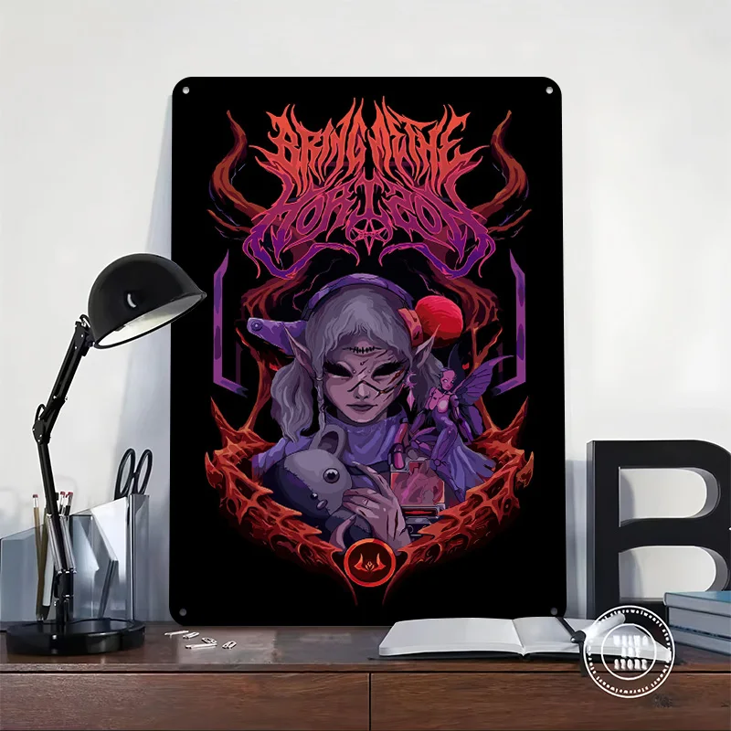 Bring Me The Horizon Fan Art Tinplate Poster Customized Wall Art Vintage Metal Signs Retro Tin Plaque for Gaming Decoration Room