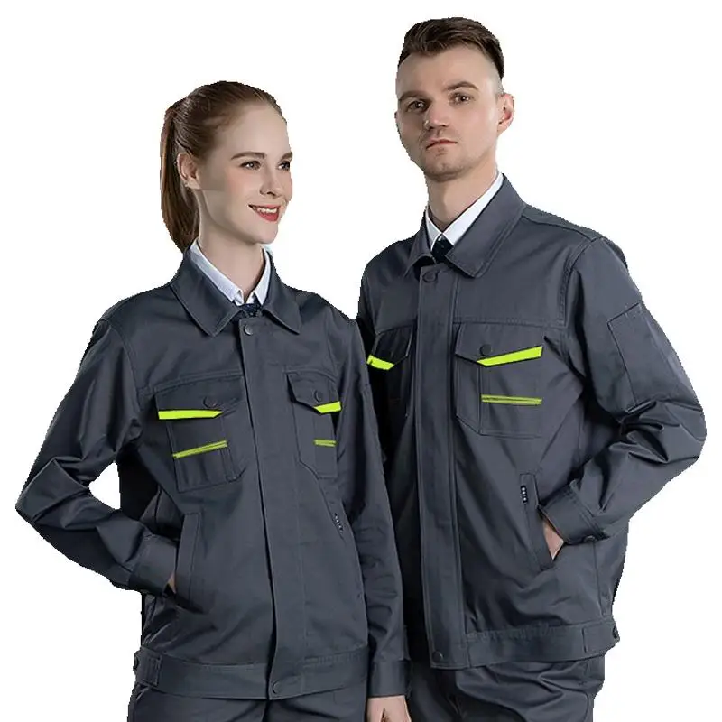 Spring And Autumn Long Sleep Workshop Work Suit Set Coat Customized Name Printed Logo Factory Paint Repair Welder Jacket