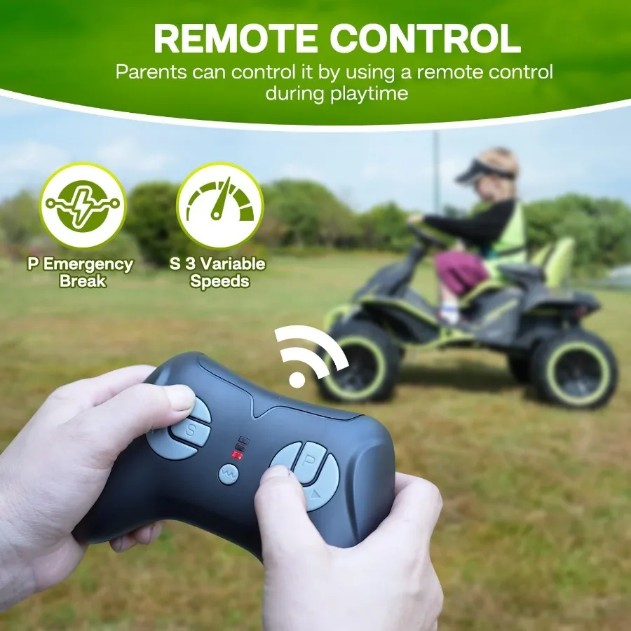 Giocattolo da corsa da 24 V per veicoli elettrici di grandi dimensioni Giocattolo da corsa all'aperto con 4 motori robusti Altoparlante Bluetooth totale da 300 W e 24 V 7 Ah Grande