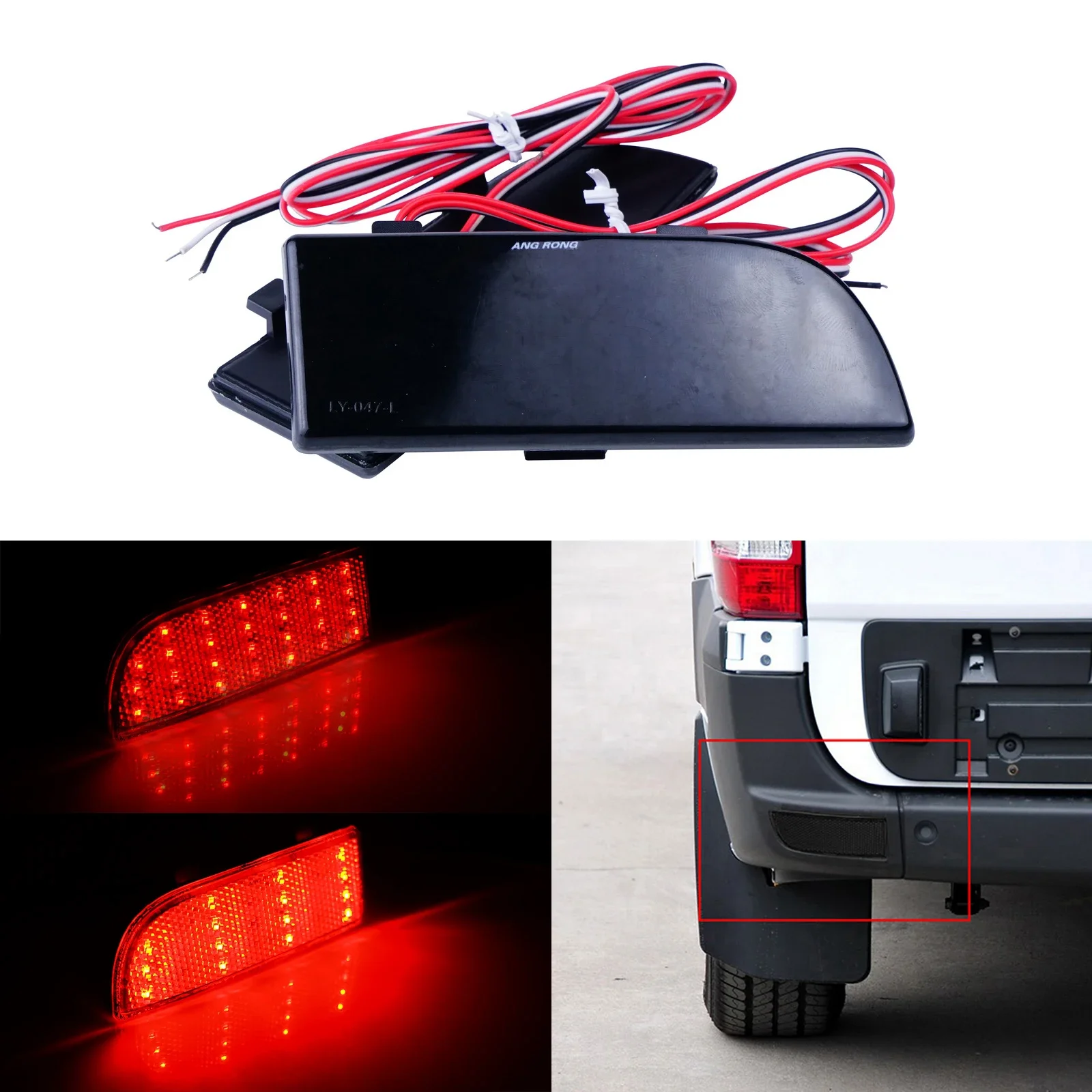 

2 светодиодных отражателя заднего бампера с дымчатыми черными линзами для Mercedes Benz W639 Vito Viano, задний стоп-сигнал