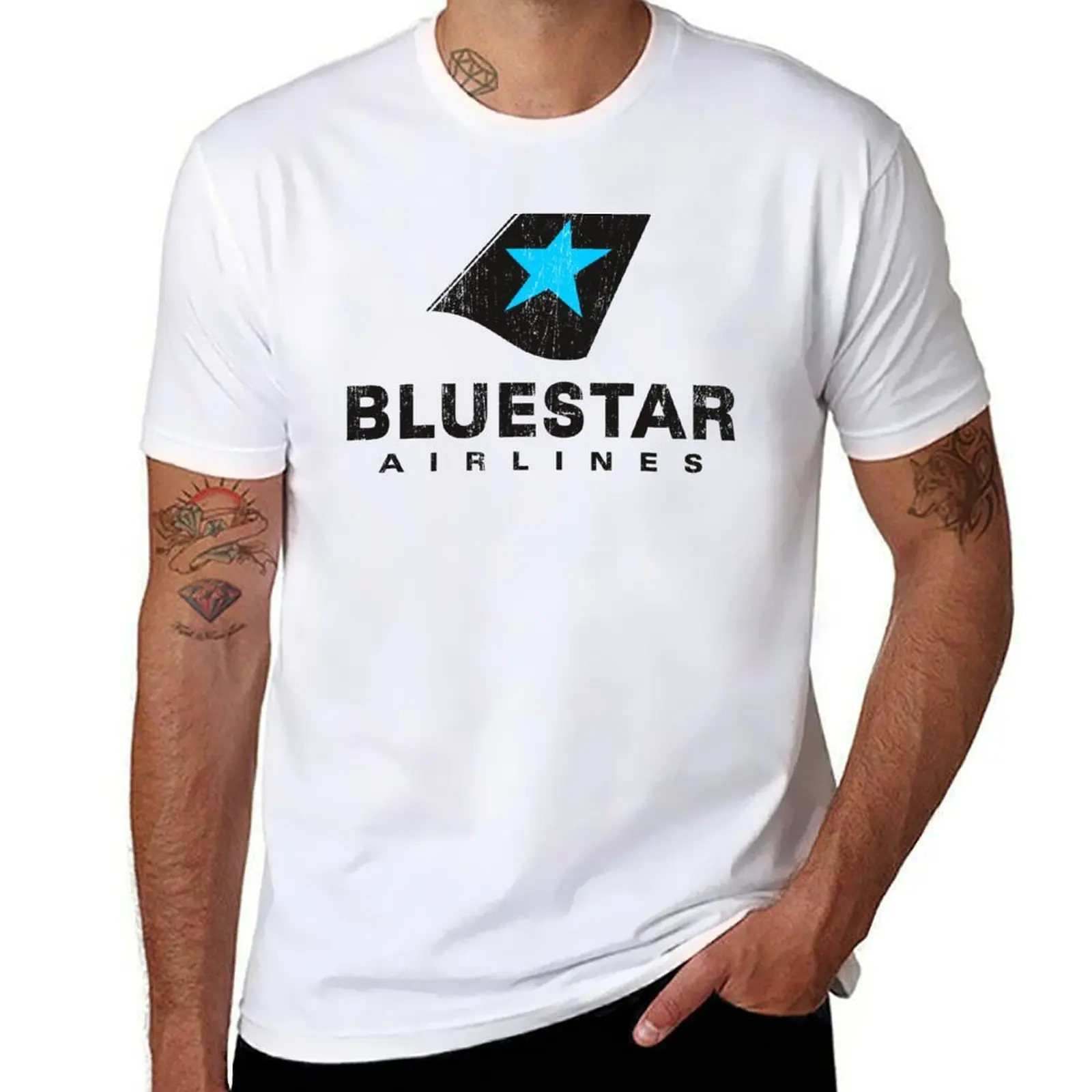 BlueStar Airlines (worn look) T-Shirt man t shirt cotton funny t shirts man T-Shirt