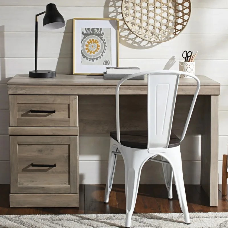 Glendale Transitional Desk, Rustic Gray Finish,Metal accents,Engineered wood construction,home office