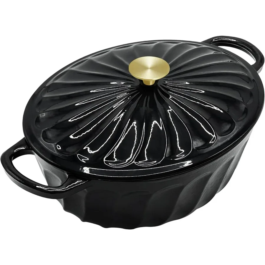 

Эмалированная овальная голландская духовка с крышкой, чугунная голландская духовка 7QT с двойными ручками для приготовления пищи, выпечки хлеба, жарки, антипригарного покрытия