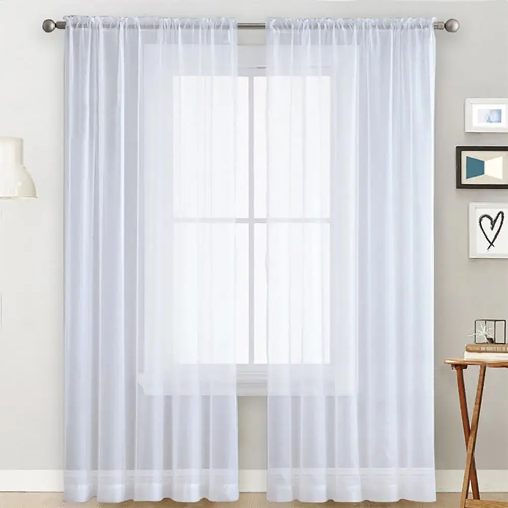 Wide Width Sheer Curtains Pastoral Style Window Sheer Curtains Set of 2 Translucent Decorative Gauze for Home for Breathable