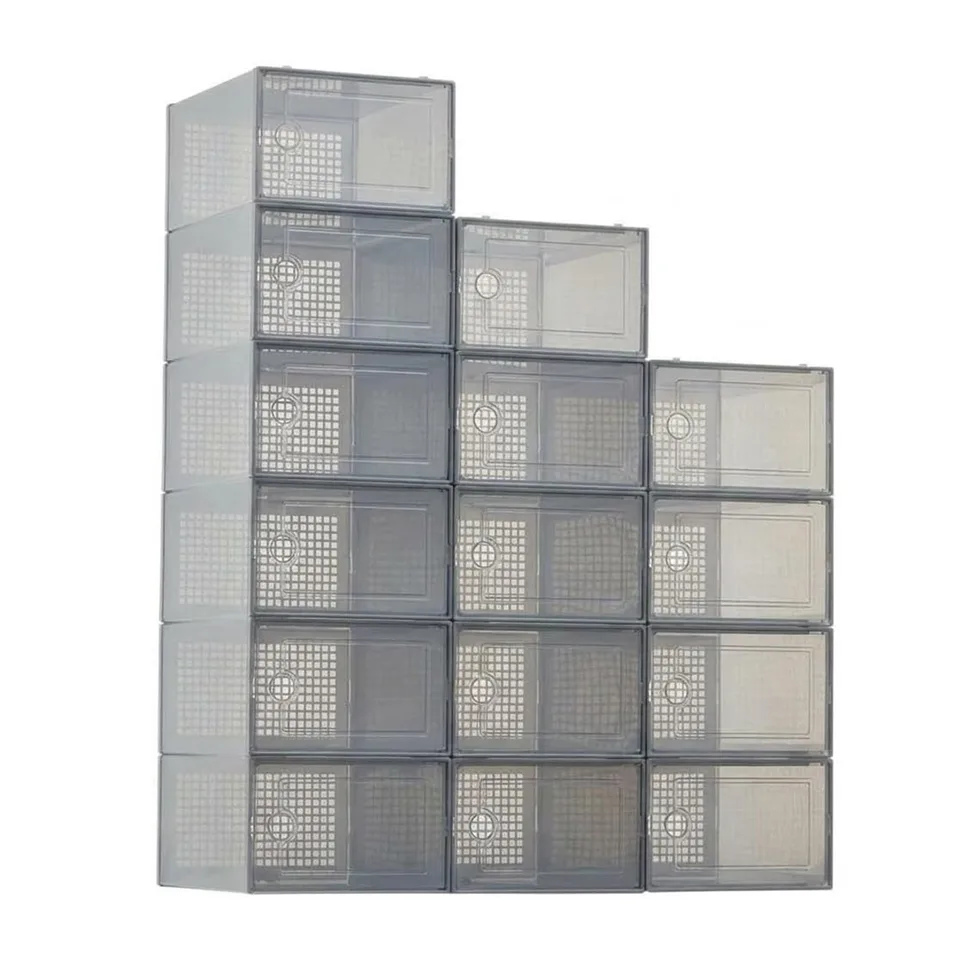 15 Pack Stackable Foldable Shoe Storage Boxes