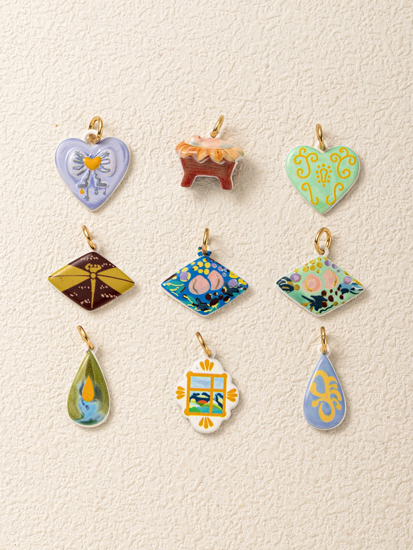 Einfache und frische Pop-Cartoon-Serie Lila Liebes-Schleife DIY Anhänger Charms Schmuckherstellung – Detail 3