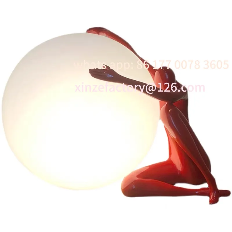 

Customizable Humanoid Ball Holding Table Lamp Replica Sculpture Floor Light For Living Room Bedside Table