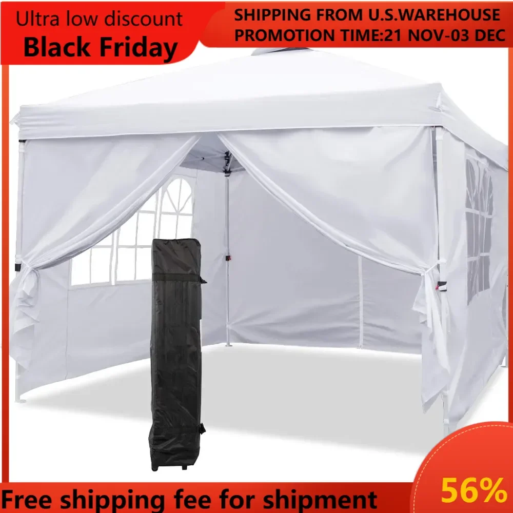 Canopy 10'x10' Pop Up Commercial Instant Gazebo Tent, Fully Waterproof, Outdoor Party Canopies with 4 Removable Sidewall