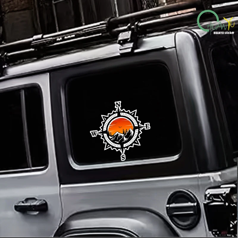 Compass Tree Mountain Pattern Motorbike Stickers Waterproof for Motocycle Helemt Fuel Tank Car Windows Vinyl Decals