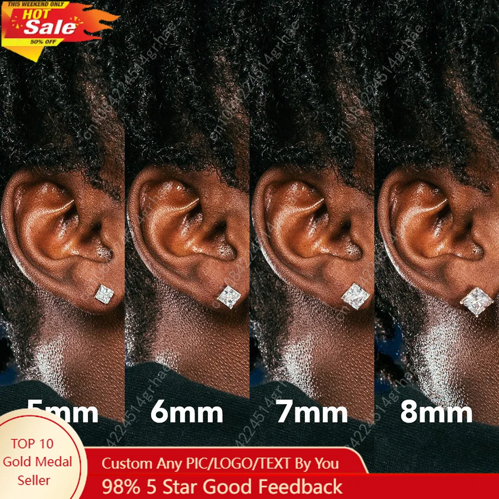 

Popular Square Zircon Stud Earrings For Men Women Classic Everything Matching Ear Accessories Jewelry Wholesale aretes de mujer