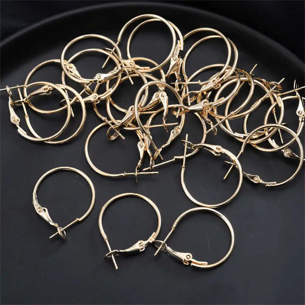 30Pcs Alloy Hook Wires Round Hook Loop Circle Settings Earwire Lever Back Earring Blank Base Findings for Jewelry Making Earring