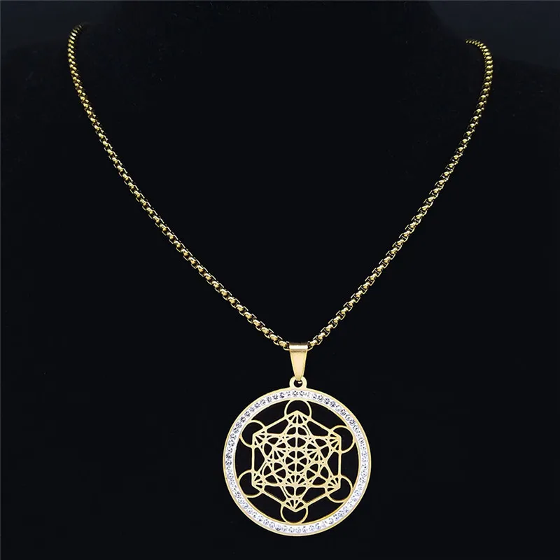 

Kitykiss Metatron Sacred Geometry Necklace, Vintage Stainless Steel Round Pendant, Full of Mystical Protection Power, Unisex