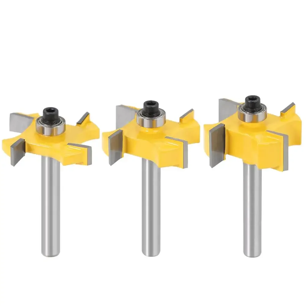 1PC 1/4" 6MM 6.35MM Shank Milling Cutter Wood Carving T Type Bearings Wood Milling Cutter Rabbeting Bit Woodworking Router Bits