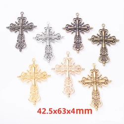 10pcs 42x63mm Gothic Cross Silver Color Dripping Alloy Tibetan Pendants Earring Antique Jewelry Making DIY Handmade Accessories