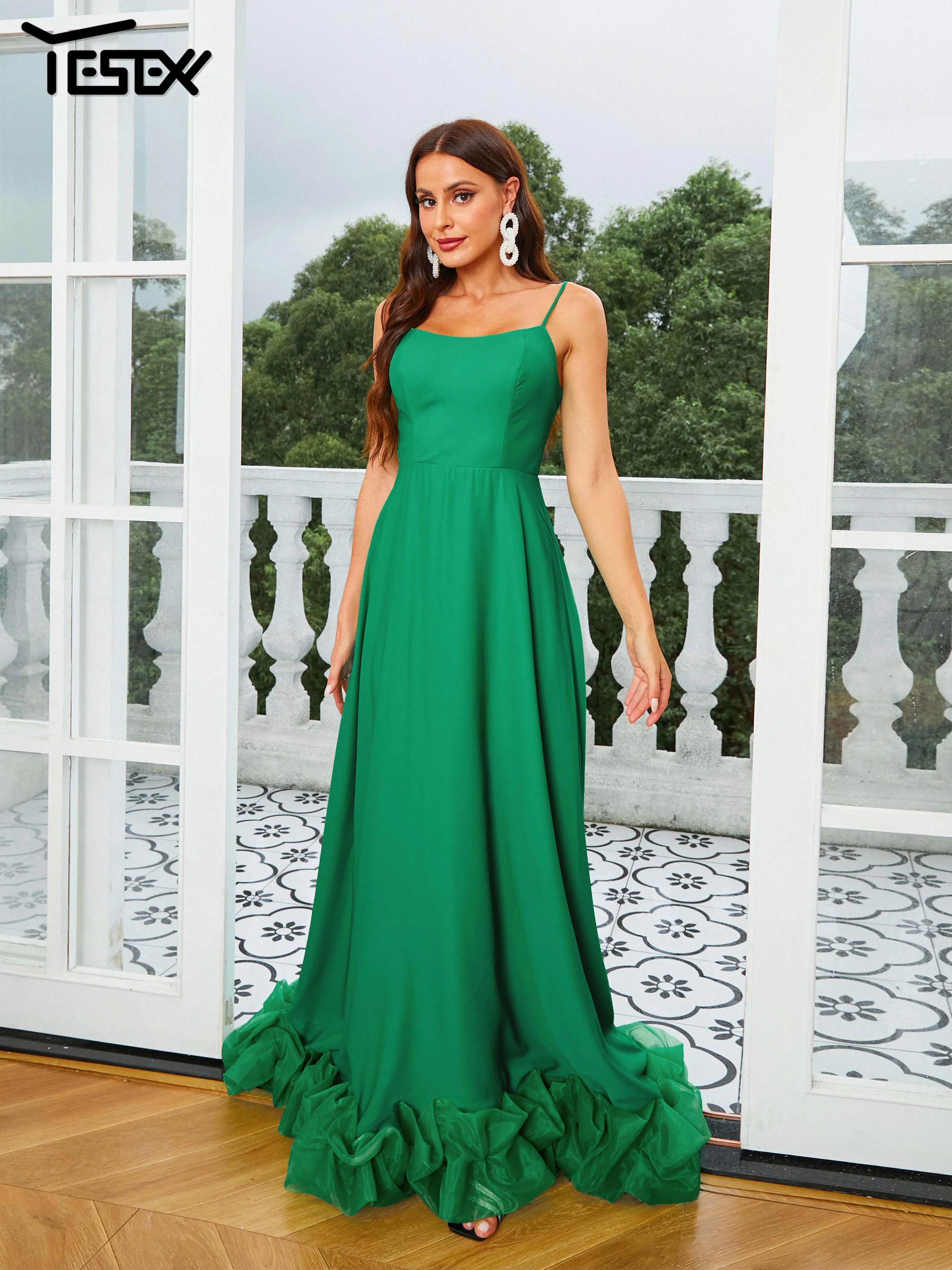 Yesexy New Elegant Party Dresses For Women 2023 Green Spaghetti A Line Evening Prom Dress