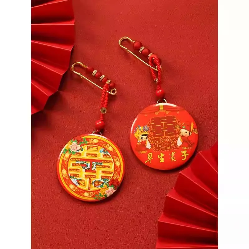 

Wedding Mirror Personalized round Waist-Crushing Anti-Demon Bride Necklace Red Bridal Trousseau Pair Special Use