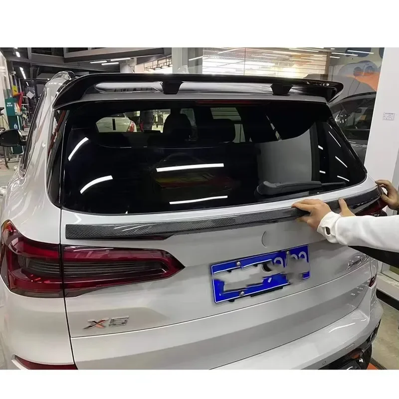Bmw X5 G05 2018 + カーボンファイバーテールフィントップウイングリアデッキスポイラーダックビル車のウイングレトロフィットリアウイングボディキット