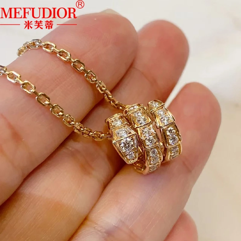 925 Sterling Silver Snake Bone Necklace Full Diamond Three Circles Pendants For Women Luxury Fashion Party Wedding Jewelry Gift