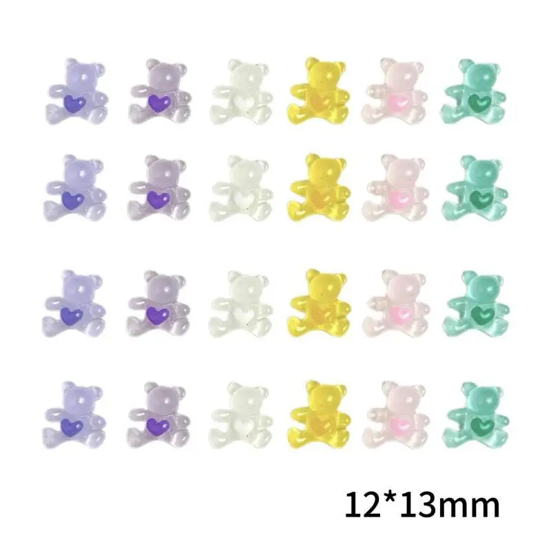 New Resin Cartoon Cream Bear Nail Art Charms 3D Kawaii Multi Color Bear Nail Art Decorations Manicure DIY Accessories Supplies