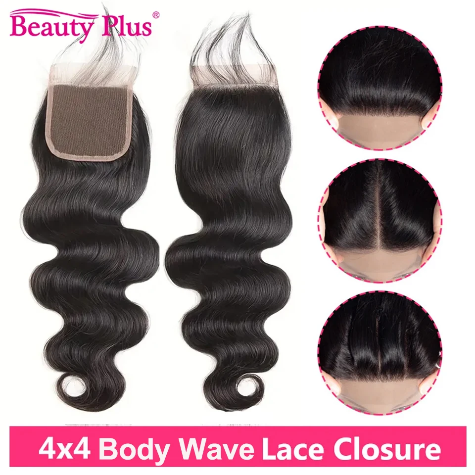 Body Wave 4x4 Lace Closure 13x4 Free Part Transparent Brazilian Human Hair Closure 150 Density Natural Black Color 10-22 Inch