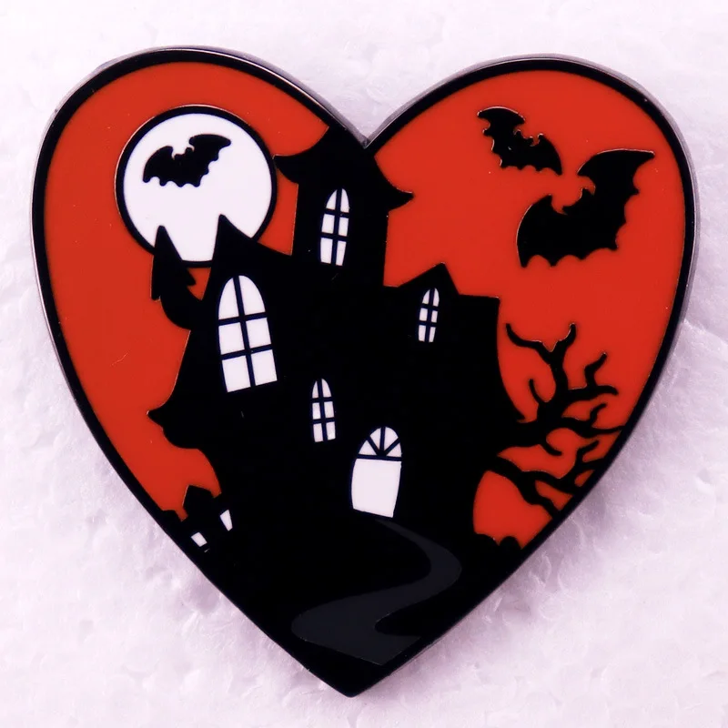 A2920 Love Ghost House Enamel Pin Cartoon Halloween Brooch Clothing Backpack Lapel Badges Fashion Jewelry Accessories For Friend