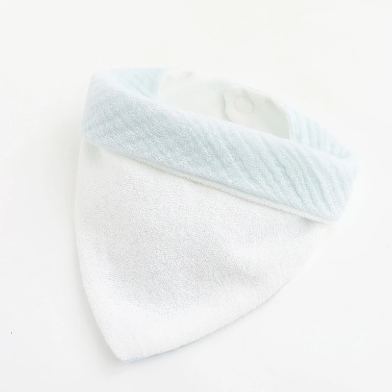 1Pc Double-sided Cotton Gauze Baby Bib Muslin Newborn Burp Cloths Adjustable Button Snap Boys Girls Saliva Towel Bandana